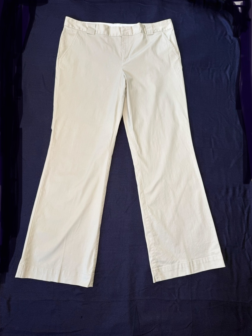 Calvin Klein Tan Wide Leg Trousers Womens 14 Y2K Beige Khaki Stretch Pants Flare
